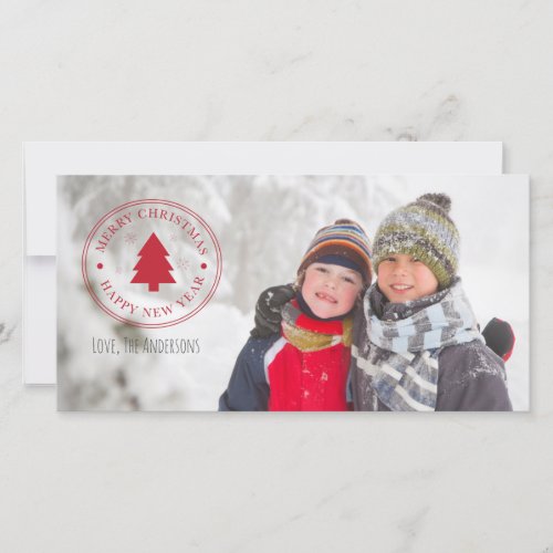 Merry Christmas  Happy New Year Holiday Photocard