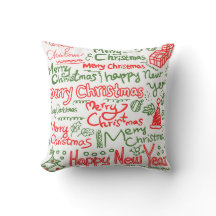 Merry Christmas & Happy New Year Holiday Pillow