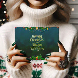 Merry christmas happy new year Holiday Postcard