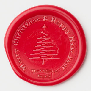 Merry Christmas & Happy New year holiday tree red Wax Seal Sticker