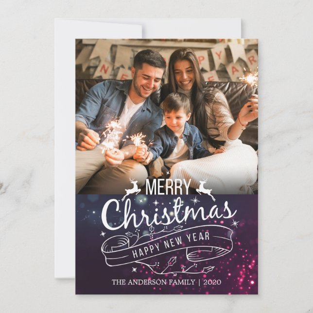 Merry Christmas Happy New Year Holiday Wish Photo Card (Front)