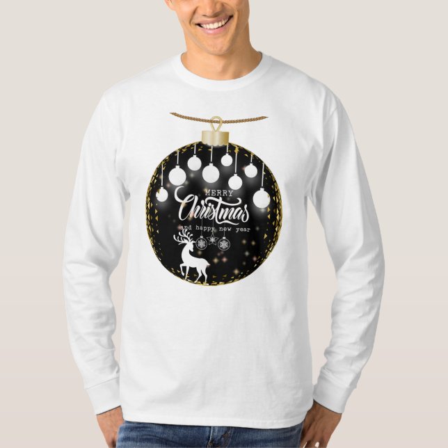 Merry Christmas & Happy New Year: Holiday Wishes T-Shirt (Front)