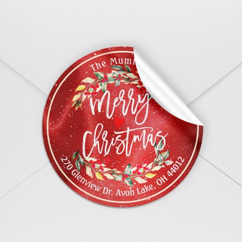 Merry Christmas  Happy New Year Holidays Address Classic Round Sticker