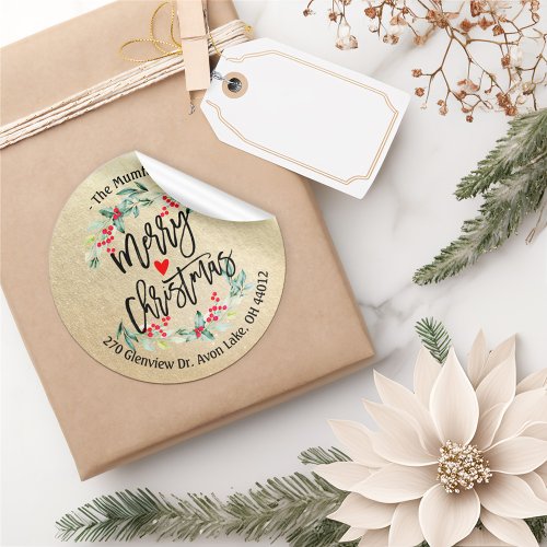 Merry Christmas  Happy New Year Holidays Address  Classic Round Sticker