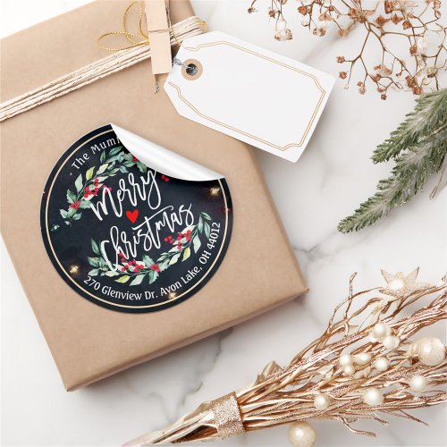 Merry Christmas  Happy New Year Holidays Address Classic Round Sticker