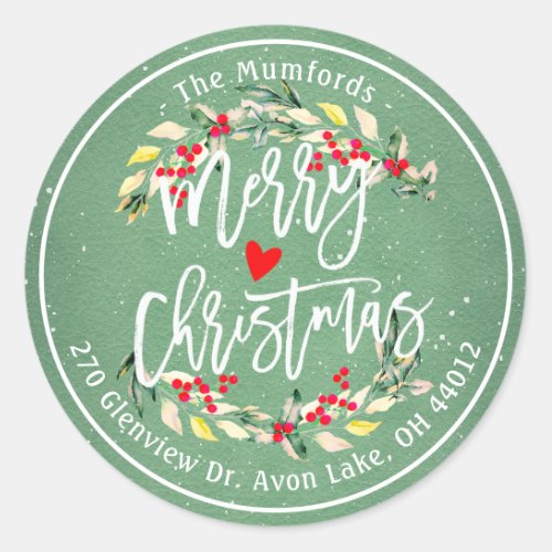 Merry Christmas  Happy New Year Holidays Address Classic Round Sticker