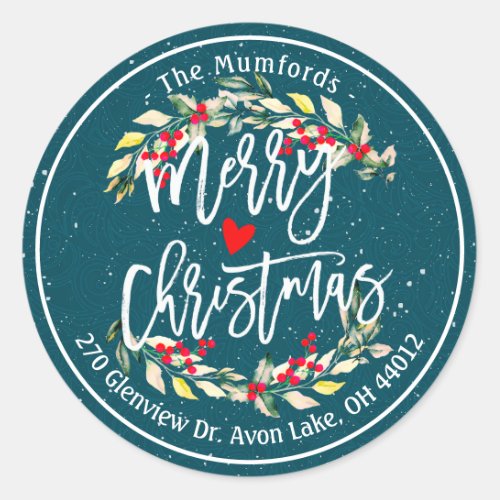 Merry Christmas  Happy New Year Holidays Address Classic Round Sticker