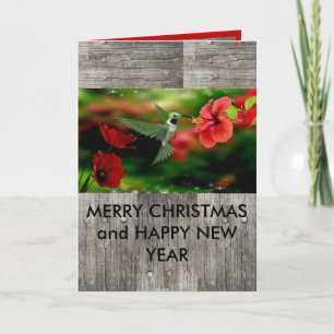 Merry Christmas & Happy New year hummingbird card