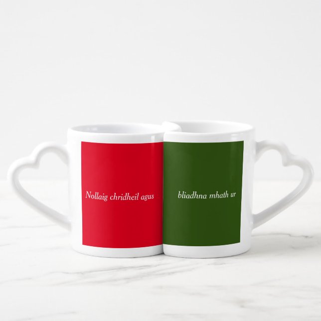 Merry Christmas & Happy New Year in Gaelic Coffee Mug Set (Front Nesting)