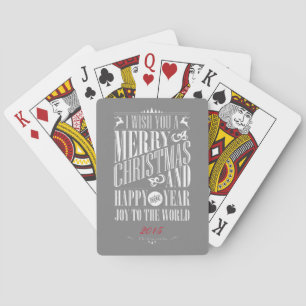 Merry Christmas, Happy New Year, Joy to the World Poker Cards