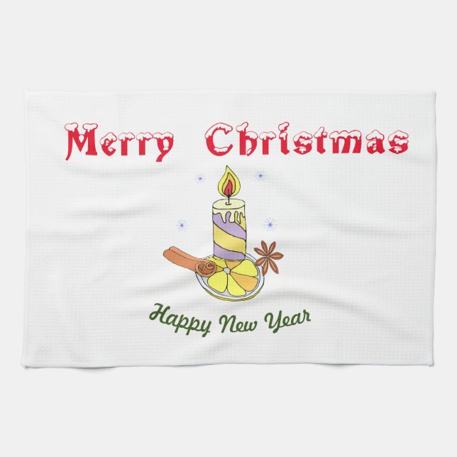 Merry christmas Happy New Year        Kitchen Towel (Horizontal)