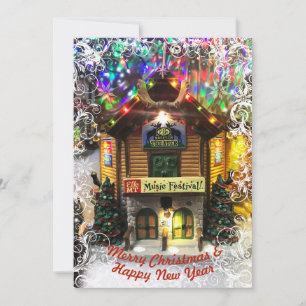 Merry Christmas & Happy New Year Lemax House Card