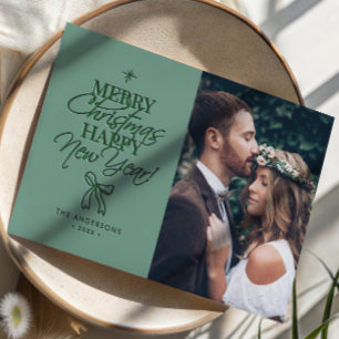 Merry Christmas Happy New Year Letterpress Photo Cards