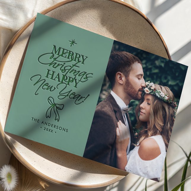 Merry Christmas Happy New Year Letterpress Photo Cards (Creator Uploaded)