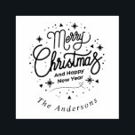 Merry Christmas Happy New Year Modern Elegant  Rubber Stamp<br><div class="desc">Elevate your celebrations with our Merry Christmas & Happy New Year Collection – modern typography,  festive joy in every detail! 🎄🎉</div>