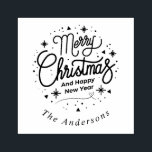 Merry Christmas Happy New Year Modern Elegant  Rubber Stamp<br><div class="desc">Elevate your celebrations with our Merry Christmas & Happy New Year Collection – modern typography,  festive joy in every detail! 🎄🎉</div>
