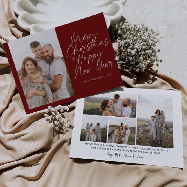 Merry Christmas & Happy New Year Modern Script Holiday Card (Creator Uploaded)