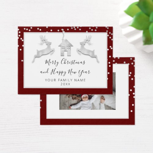 Merry Christmas Happy New Year Name Burgundy White