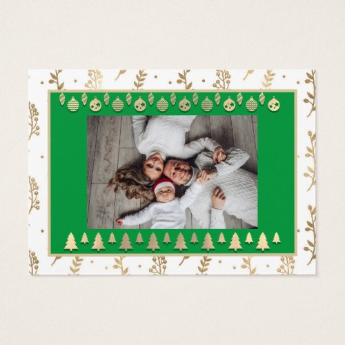 Merry Christmas Happy New Year Name Photo Green