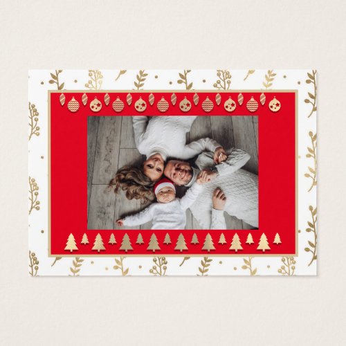 Merry Christmas Happy New Year Name Red Frame Gold