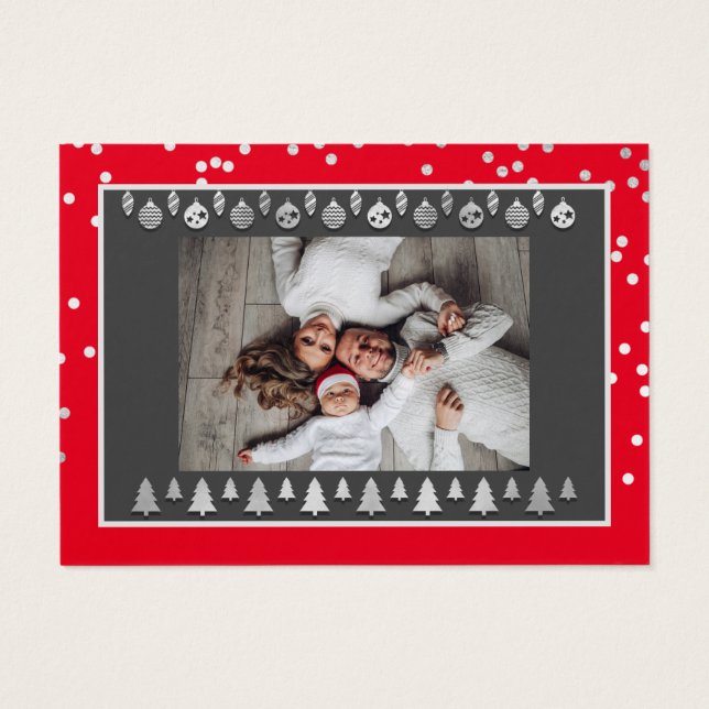 Merry Christmas Happy New Year Name Red Silver (Back)