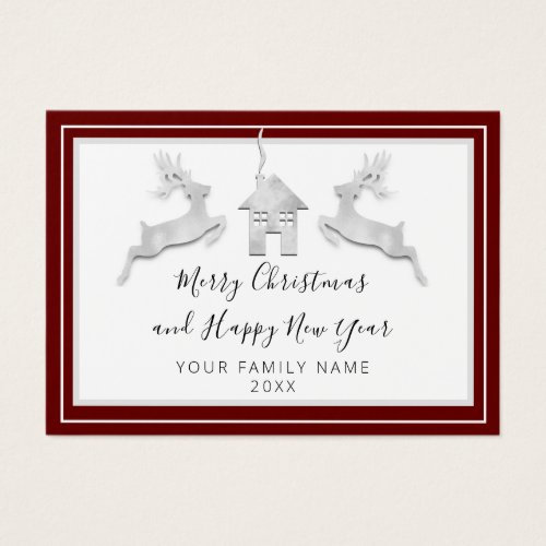 Merry Christmas Happy New Year Name White Burgundy