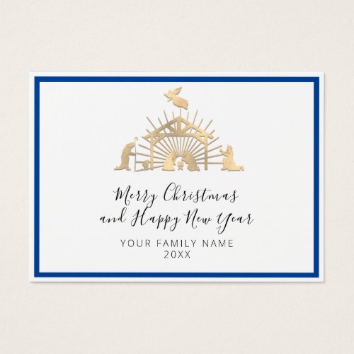 Merry Christmas Happy New Year Name White Navy