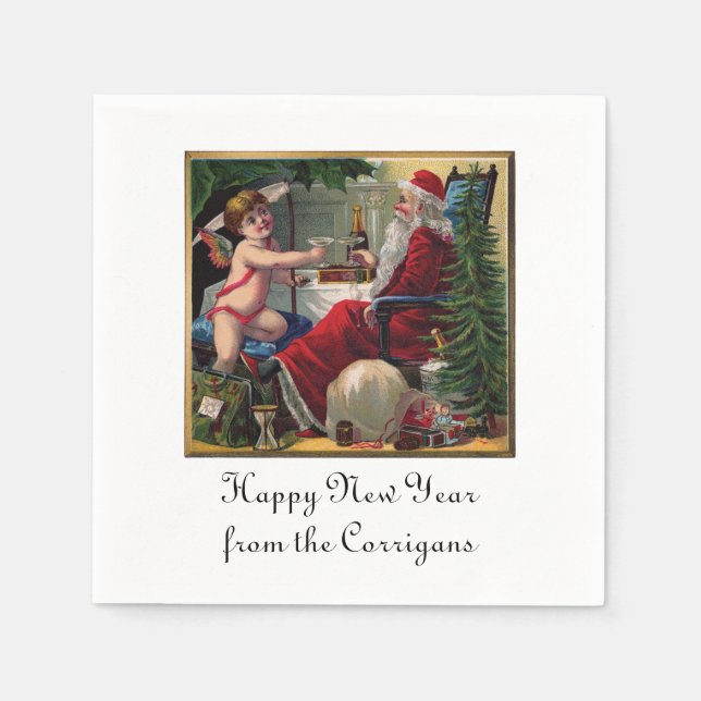 Merry Christmas & Happy New Year Paper Napkins (Front)