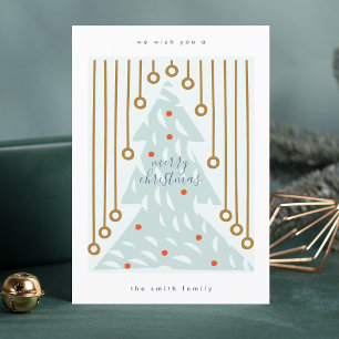 Merry Christmas   Happy New Year Pastel Tree Holiday Card