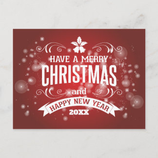Merry Christmas & Happy New Year Personalized Wish Holiday Postcard