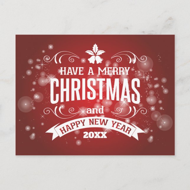 Merry Christmas & Happy New Year Personalized Wish Holiday Postcard (Front)
