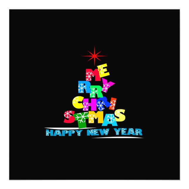 Merry Christmas Happy New Year Photo Print (Front)