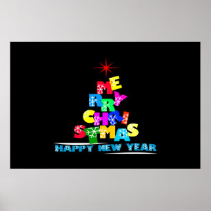 Merry Christmas Happy New Year Poster