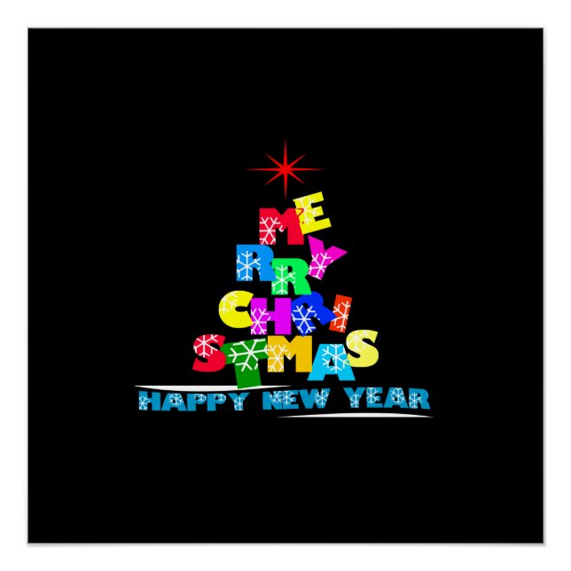 Merry Christmas Happy New Year Poster (Front)