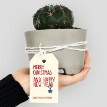 Merry Christmas Happy New Year Red Script Minimal