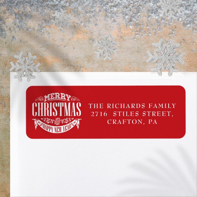 Merry Christmas Happy New Year Return Address Label (Merry Christmas Happy New Year Return Address Label)