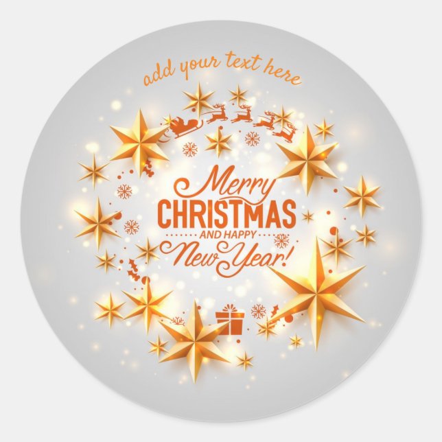 Merry Christmas & Happy New Year Round Sticker (Front)
