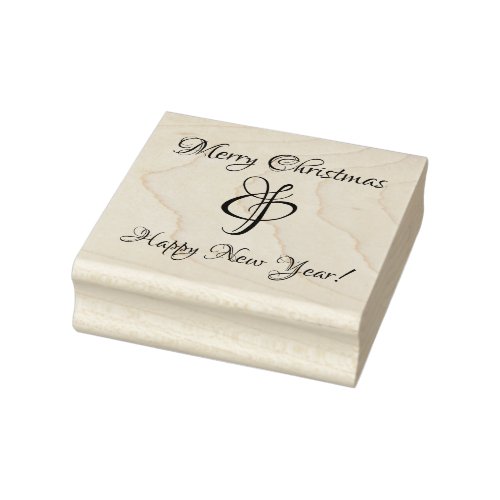 Merry Christmas  Happy New Year Rubber Stamp