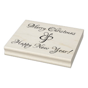 Merry Christmas & Happy New Year Rubber Stamp