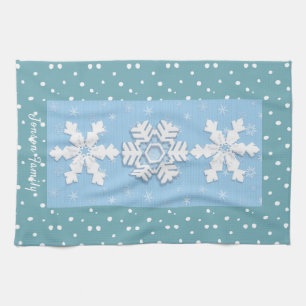Merry Christmas & Happy New Year Rustic Snow Kitchen Towel