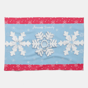 Merry Christmas & Happy New Year Rustic Snow Kitchen Towel