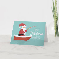 Merry Christmas, Happy New Year - Santa Fishing Card