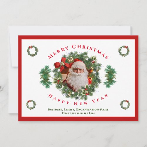 Merry Christmas Happy New Year Santa Photo Custom Holiday Card