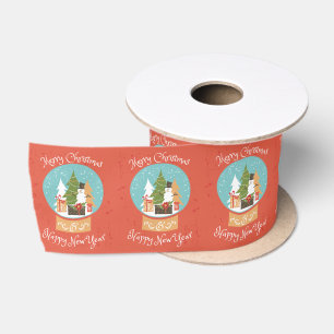 Merry Christmas Happy New Year Satin Ribbon