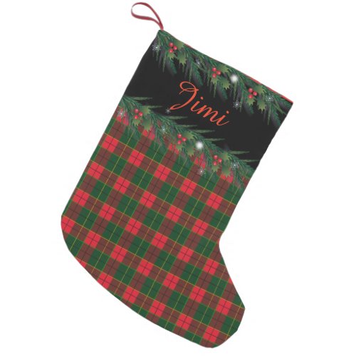 Merry Christmas  Happy New Year Scotland Pattern Small Christmas Stocking