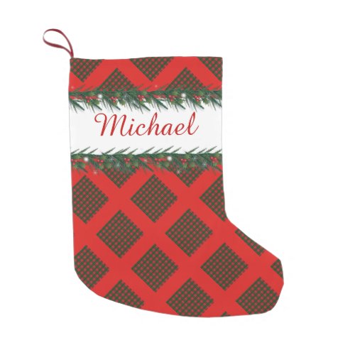 Merry Christmas  Happy New Year Scotland Pattern Small Christmas Stocking