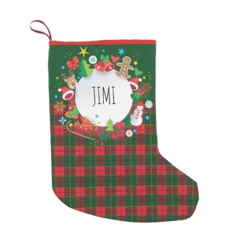 Merry Christmas  Happy New Year Scotland Pattern Small Christmas Stocking