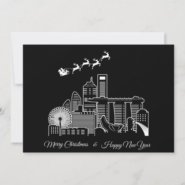 Merry Christmas Happy New Year Singapore City Invitation (Front)