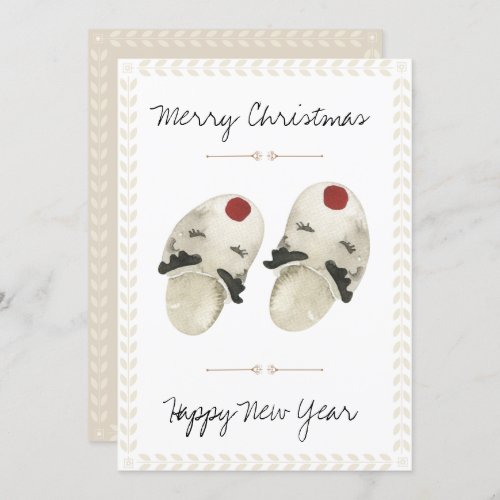 Merry Christmas Happy New Year Slippers Card