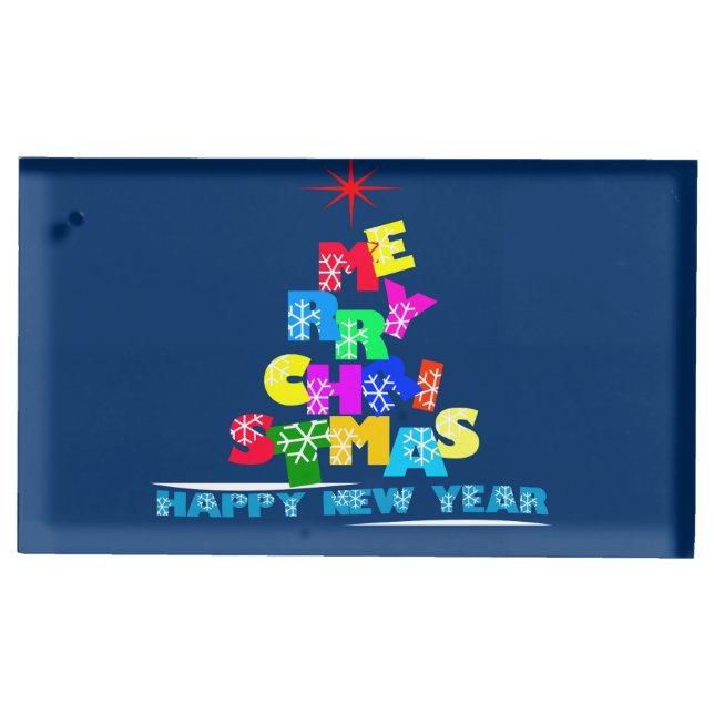 Merry Christmas Happy New Year Table Number Holder (Front)